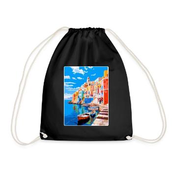 Ponza Italy Vintage Travel Poster WPA Art Souvenir - Drawstring Bag - black - Front