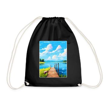 Lac de Lacanau France Poster de voyage vintage souvenir - Sac de sport léger - noir - Devant