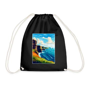 Falaises de Moher Irlande Royaume-Uni Affiche de voyage vintage - Sac de sport léger - noir - Devant