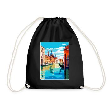 Venice Italy Vintage Travel Poster WPA Souvenir - Drawstring Bag - black - Front