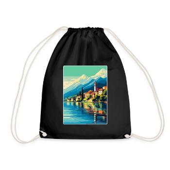 Lake Como Italy Vintage Travel Poster Souvenir WPA - Drawstring Bag - black - Front