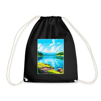 Lake Sainte Croix France Vintage Travel Poster WPA - Drawstring Bag - black - Front