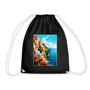 Amalfi Italie Affiche de voyage vintage WPA Souvenir - Sac de sport léger - noir - Devant