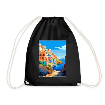 Ponza Italy Vintage Travel Poster WPA Art Souvenir - Drawstring Bag - black - Front