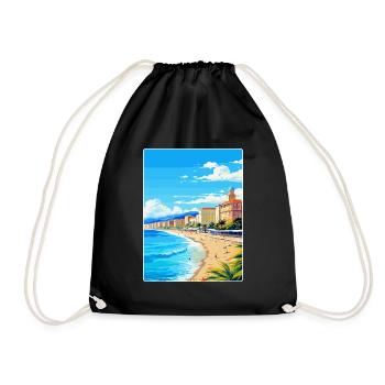 Nice France Vintage Travel Poster WPA Art Souvenir - Drawstring Bag - black - Front
