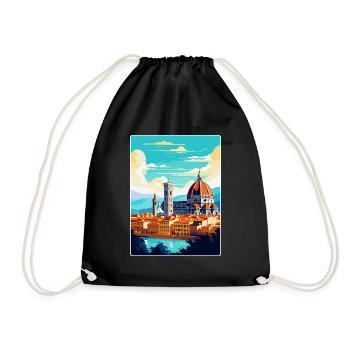 Florence Italy Vintage Travel Poster Souvenir WPA - Drawstring Bag - black - Front