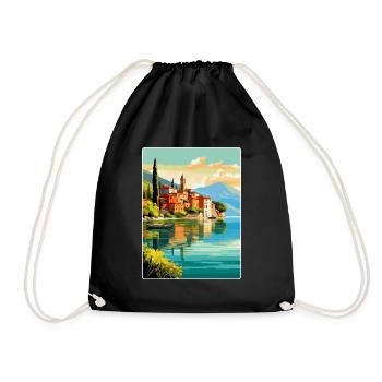 Lake Como Italy Vintage Travel Poster Souvenir WPA - Drawstring Bag - black - Front