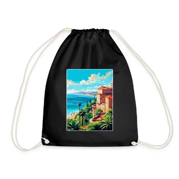 Côte d azur Frankreich Vintage Reiseplakat Souvenir - Turnbeutel - Schwarz - Vorne