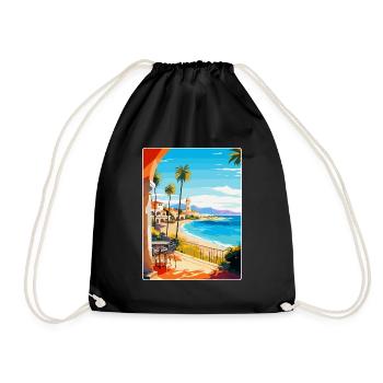 Costa Del Sol Spanien Vintage Reiseplakat Souvenir - Turnbeutel - Schwarz - Vorne