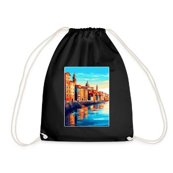 Porto Portugal Vintage Reiseplakat Souvenir WPA - Turnbeutel - Schwarz - Vorne