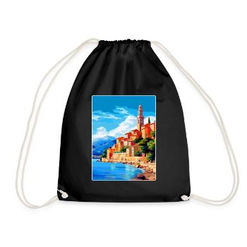 Menton France Affiche de voyage vintage WPA Souvenir - Sac de sport léger - noir - Devant