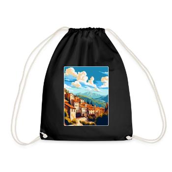 Cuenca Spain Vintage Travel Poster WPA Souvenir - Drawstring Bag - black - Front