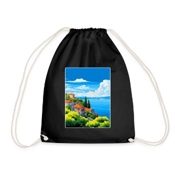 Lac de Bolsena Italie Affiche de voyage vintage souvenir - Sac de sport léger - noir - Devant