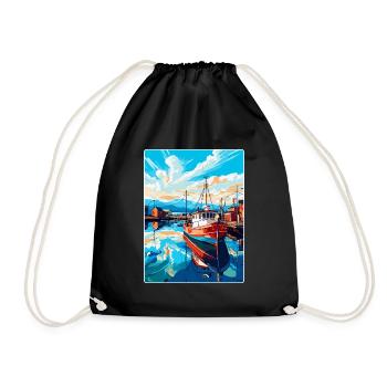 Husavik Iceland Vintage Travel Poster Souvenir WPA - Drawstring Bag - black - Front