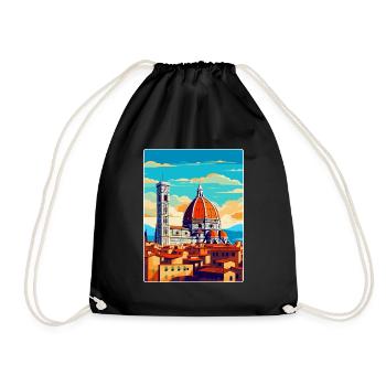 Florence Italy Vintage Travel Poster Souvenir WPA - Drawstring Bag - black - Front