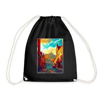 Edinburgh Scotland UK Vintage Travel Poster WPA - Drawstring Bag - black - Front
