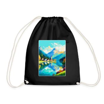 Wolfgangsee Österreich Vintage Reiseplakat Souvenir - Turnbeutel - Schwarz - Vorne