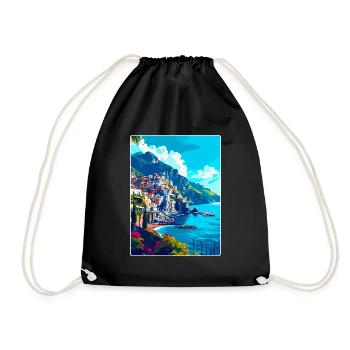 Amalfi Italie Affiche de voyage vintage WPA Souvenir - Sac de sport léger - noir - Devant
