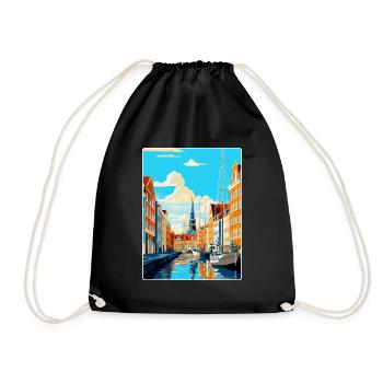 Copenhague, Danemark, Affiche de voyage vintage souvenir - Sac de sport léger - noir - Devant