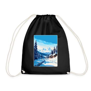 Courchevel France Vintage Travel Poster Souvenir - Drawstring Bag - black - Front