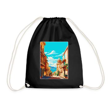 Palermo Italy Vintage Travel Poster WPA Souvenir - Drawstring Bag - black - Front