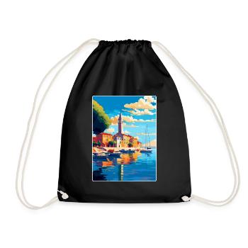 Umag Kroatien Vintage Reiseplakat WPA Souvenir - Turnbeutel - Schwarz - Vorne