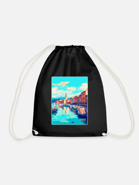 Saint Tropez Frankreich Vintage Reiseplakat Souvenir - Turnbeutel - Schwarz