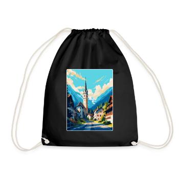 Oberammergau Germany Vintage Travel Poster WPA Art - Drawstring Bag - black - Front