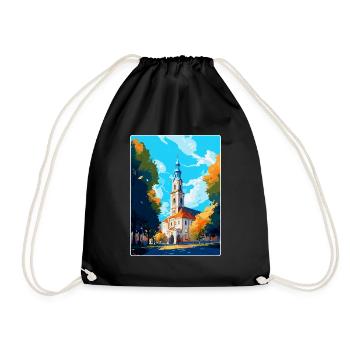 Bialystok Poland Vintage Travel Poster Wall Art - Drawstring Bag - black - Front