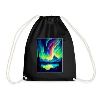 Northern Lights Iceland Mur d’affiches de voyage vintage - Sac de sport léger - noir - Devant