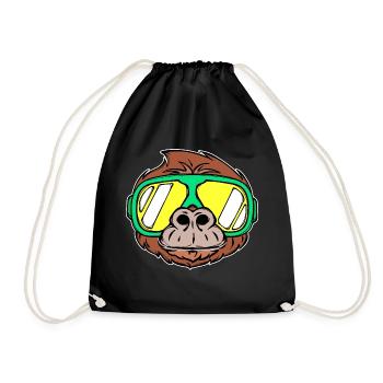 Ski holiday Winter sports Snow Winter Skiers - Drawstring Bag - black - Front