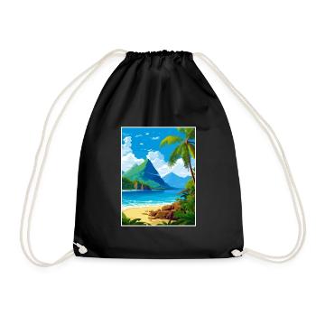 Saint Lucia Caribbean Vintage Travel Poster - Drawstring Bag - black - Front