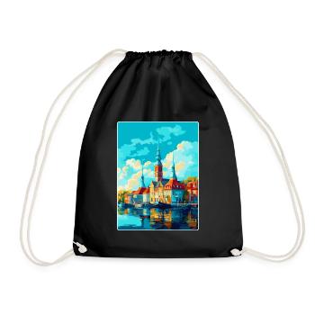 Malmö Schweden Vintage Reiseposter WPA Souvenir - Turnbeutel - Schwarz - Vorne