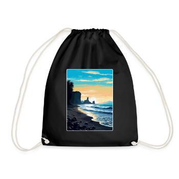 Affiche de voyage vintage Islande de plage de sable noir WPA - Sac de sport léger - noir - Devant
