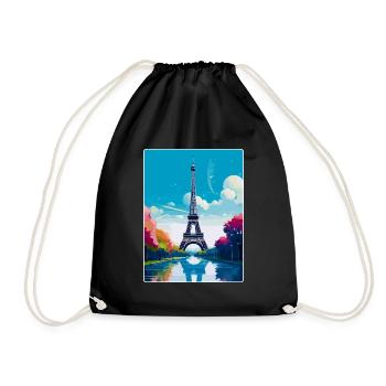 Tour Eiffel Paris France Affiche de voyage vintage - Sac de sport léger - noir - Devant