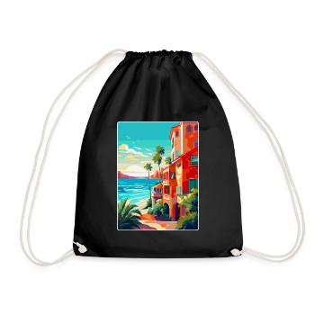 Costa Del Sol Spanien Vintage Reiseplakat Souvenir - Turnbeutel - Schwarz - Vorne