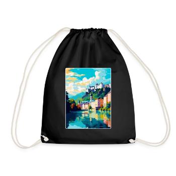 Salzbourg Autriche Poster de voyage vintage souvenir - Sac de sport léger - noir - Devant