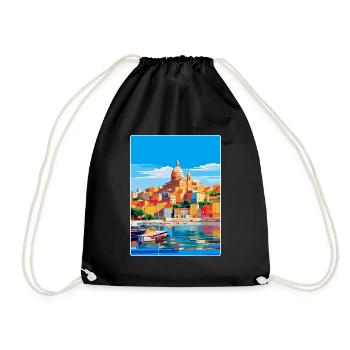 Cagliari Italy Vintage Travel Poster Souvenir WPA - Drawstring Bag - black - Front