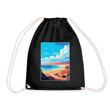 Fuerteventura Spanien Vintage Reiseplakat Souvenir - Turnbeutel - Schwarz - Vorne