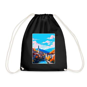 Sarajevo Bosnia Herzegovina Vintage Travel Poster - Drawstring Bag - black - Front