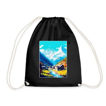 Saas Fee Suisse Affiche de voyage vintage WPA Art - Sac de sport léger - noir - Devant