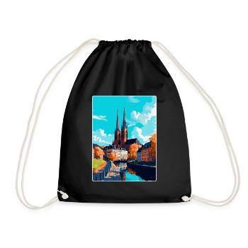 Uppsala Sweden Vintage Travel Poster Souvenir WPA - Drawstring Bag - black - Front