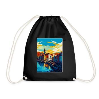 Bilbao Spain Vintage Travel Poster WPA Souvenir - Drawstring Bag - black - Front
