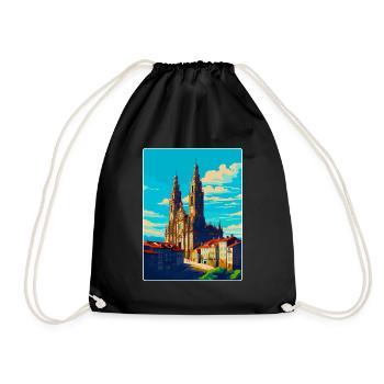 Santiago De Compostela Spanien Vintage Reiseposter - Turnbeutel - Schwarz - Vorne