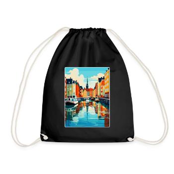 Copenhague, Danemark, Affiche de voyage vintage souvenir - Sac de sport léger - noir - Devant