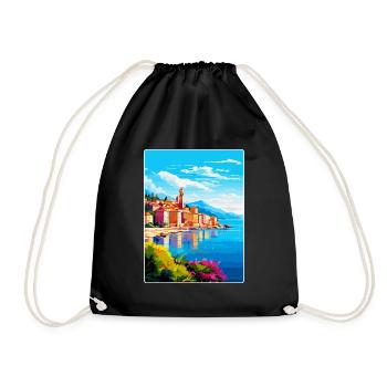 La Spezia Italy Vintage Travel Poster Souvenir WPA - Drawstring Bag - black - Front