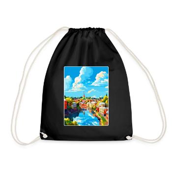 Turku Finland Vintage Travel Poster WPA Souvenir - Drawstring Bag - black - Front