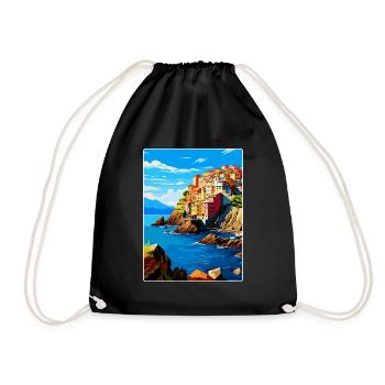 Cinque Terre Italie Affiche de voyage vintage souvenir - Sac de sport léger - noir - Devant