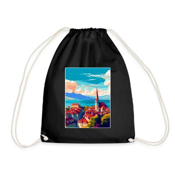 Lausanne Suisse Affiche de voyage vintage WPA Art - Sac de sport léger - noir - Devant