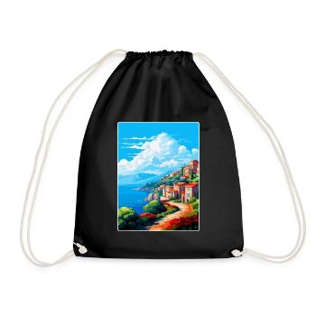 Elba Italien Vintage Reiseplakat Souvenir Souvenir - Turnbeutel - Schwarz - Vorne